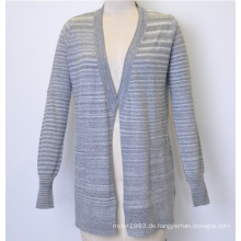 100% Baumwolle Neue gestreifte lange Frauen stricken Open Cardigan